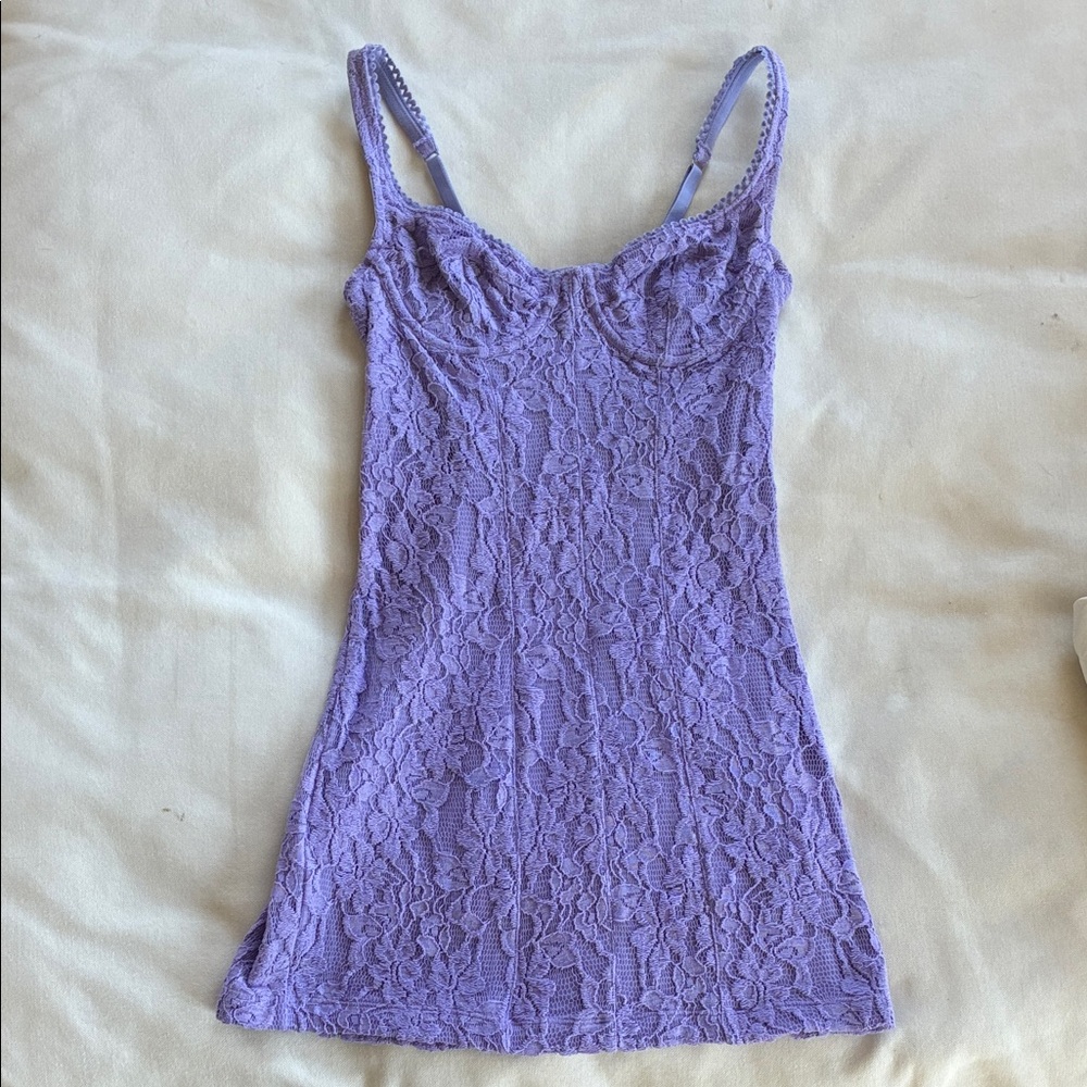 Lavender Lace Slip Dress